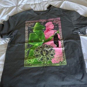 Target Gray Tee with Green and Pink Graphic